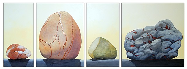 cairn, acrylic painting, textural painting, molding paste, rocks, stones, Susan Makara