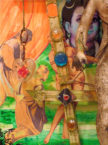 jenniferbeinhacker.com  “weathered garden trellis” “garden art” “art in a garden” garden  India assemblage “garden trellis” “self taught” “acrylic painting “”acrylic paint” “folk art” “mixed media” “water color paint” collage “box art” “art in a box” wome