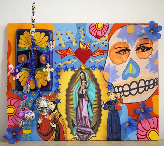  jenniferbeinhacker.com  assemblage  shrines totems “day of the dead” “dia de los muertos” Mexico beads stones jewels jenniferbeinhacker.com  assemblage “self taught” “acrylic painting “”acrylic paint” “folk art” “mixed media” “water color paint” collage 