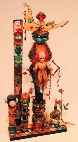 jenniferbeinhacker.com  assemblage  shrines totems “day of the dead” “dia de los muertos” Mexico beads stones jewels assemblage “self taught” “acrylic painting “”acrylic paint” “folk art” “mixed media” “water color paint” collage “box art” “art in a box” 