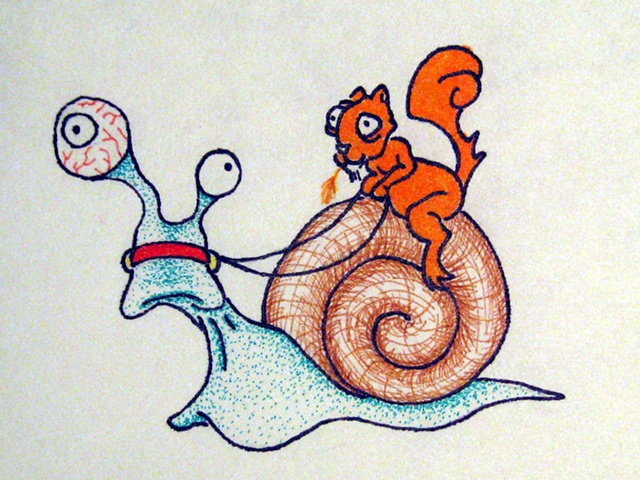 Squirrel on Snail