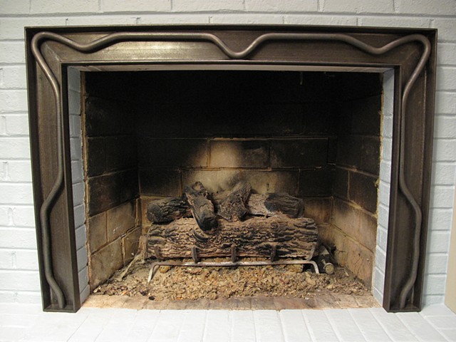 Fireplace surround art-nouveau steel