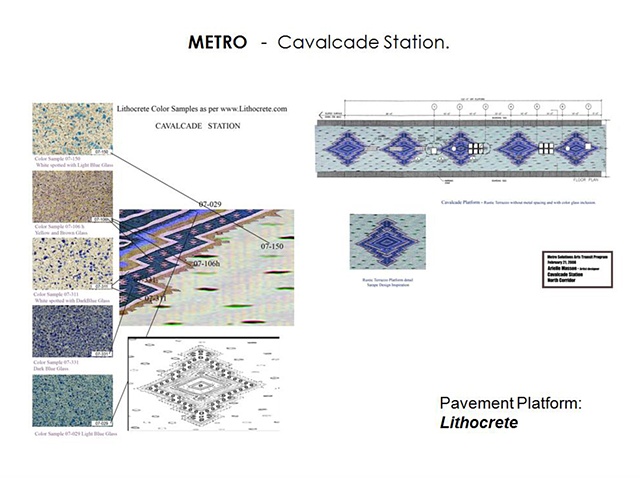 Metro - Light Rail Transit-
Houston, Texas.
"Cavalcade"
North Line.
Platform Design.
Pavement with Lithocrete - 
