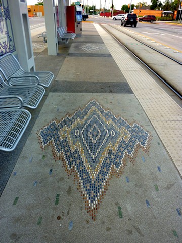 Cavalcade Light Rail Station in Houston, Texas.
Lithocrete and Lithomosaic  rug on the platform.
