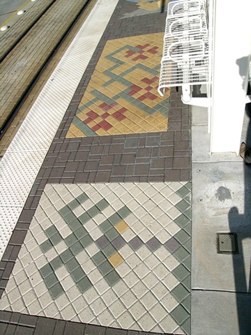 Metro Station - 
 Light Rail Transit-
 "Herman Park- Rice"
 Houston, Texas.
 Platform Design.
 Colored Stone Pavers.
