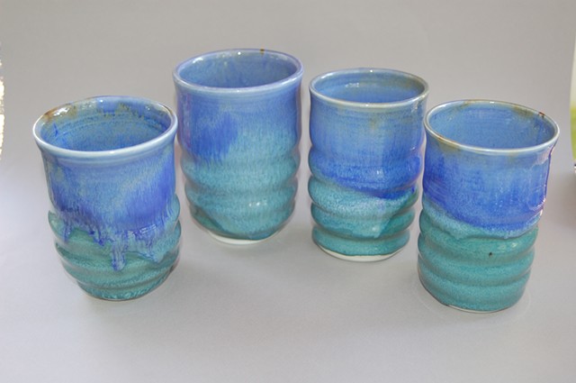 LCF Blue & Green Porcelain Cups