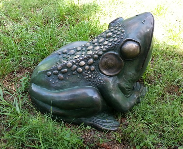  Cast Bronze Sculpture Large Garden, pond, or Home Frog  