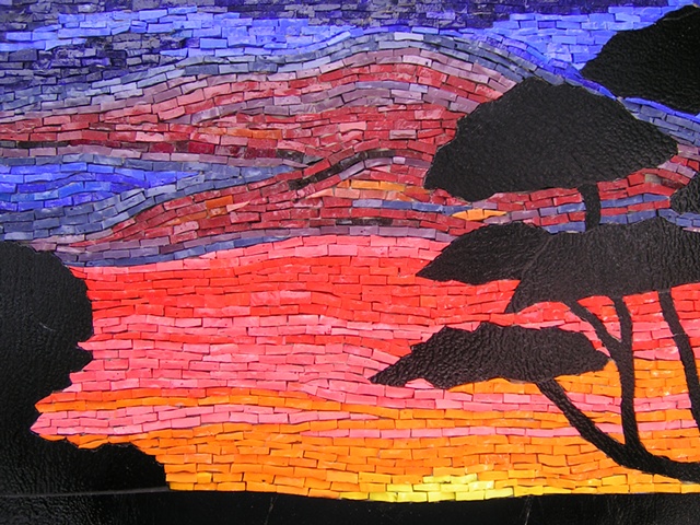 Dianne Sonnenberg Mosaics Smalti Glass Mosaic Landscape Australia Sunset From Oz