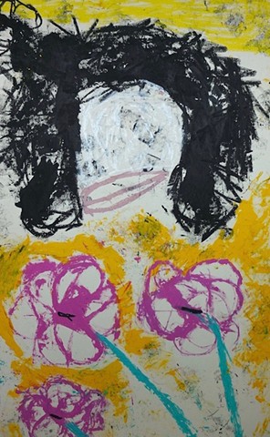 Self-portrait  with flowers