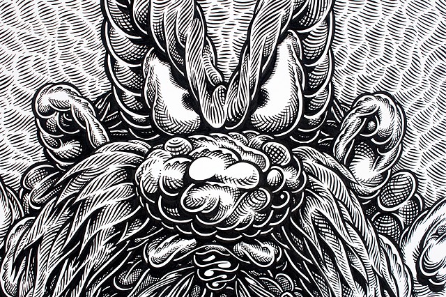 Back Off, detail, 2018
India ink on paper 
40 x 26"