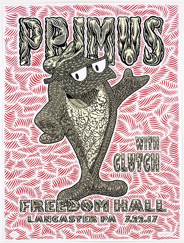 Primus Tour Poster: Fish On (Variant: Hand Painted Multiple)

Commissioned by Primus exclusively for their July 22nd, 2017 performance at Freedom Hall in Lancaster, PA.

Variant: HPM (Hand Painted Multiple)

Two color screen print with hand-painted backgr