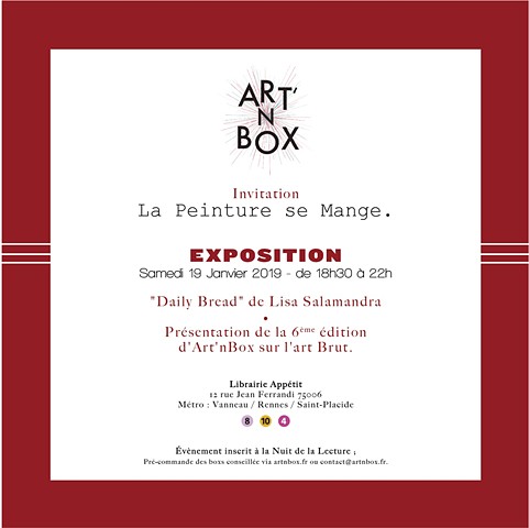 "La Peinture se mange." pour "La Nuit de la Lecture" avec Art'nBox à Appétit, Paris