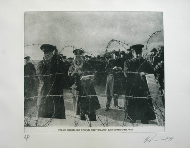 Les Levine

[Police roadblock at civil rights march, just outside Belfast]