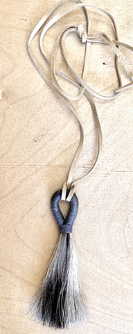 Denim Horsehair Tassel necklace