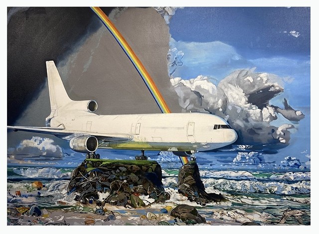 Fantasma jet on crumbling island