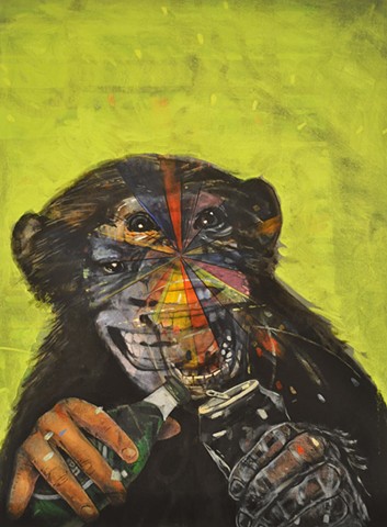 Drunk monkey painting by Leiv Fagereng