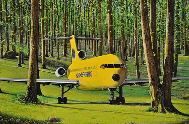 Hughes Airwest. Planes in the forest. Mysterious planes en repose.