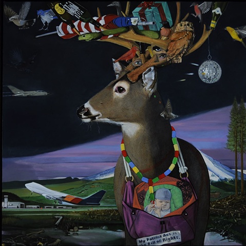 Leiv Fagereng stag deer birds in antlers