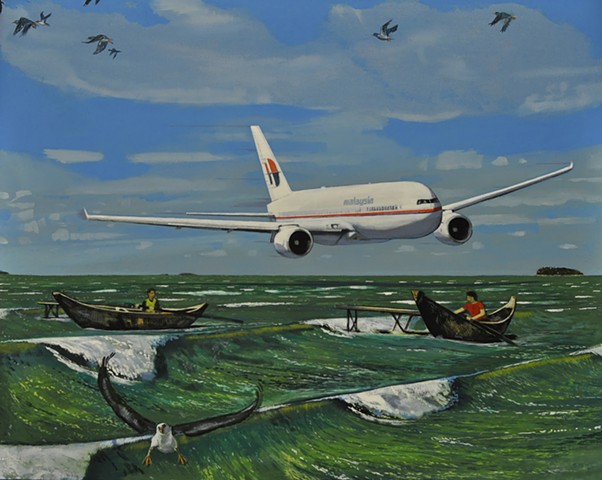 Malaysian airlines lost jet mystery painting by Leiv Fagereng