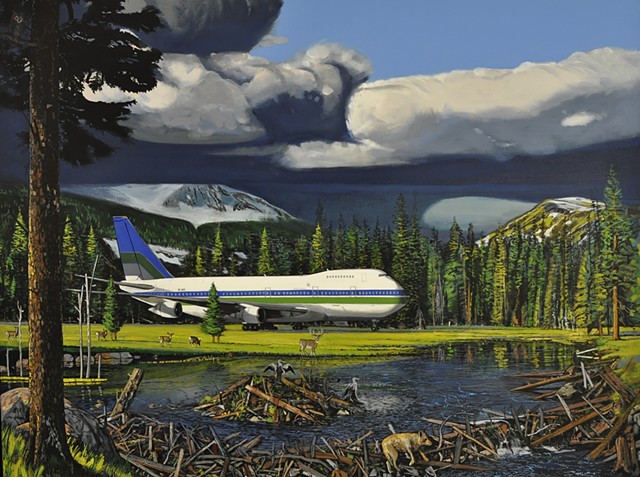 Jet painting by Portland painter Leiv Fagereng