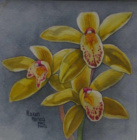 Orchids Yellow on Grey-Unframed