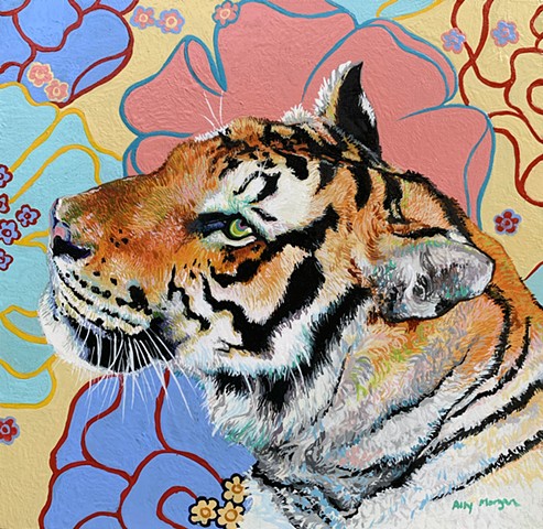 Tiger and Flowers 