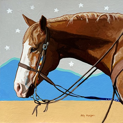 Chestnut Horse and Stars Study