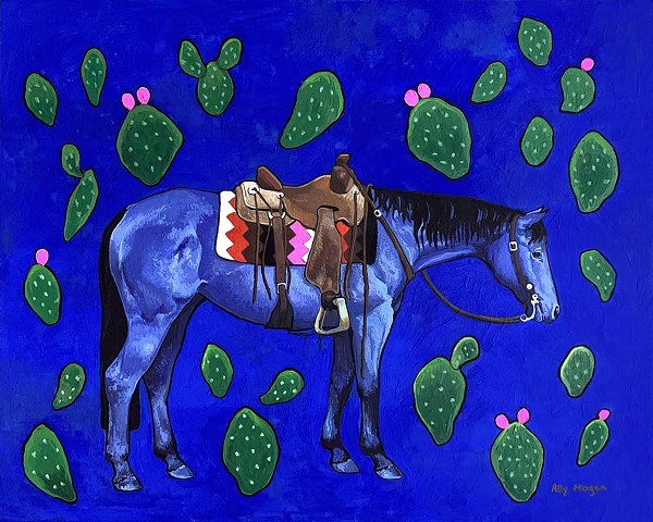 Blue Horse and Cacti