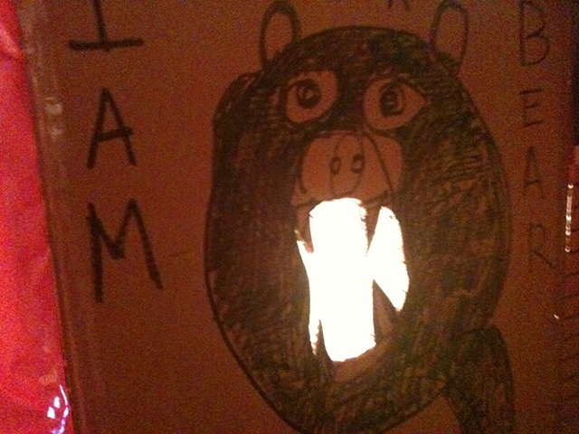 I am a bear box drawing/light w/ wrapping paper
