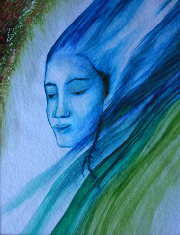 Conceptual water color and soft pastel painting on paper