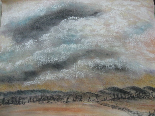 Conceptual soft pastel painting on paper