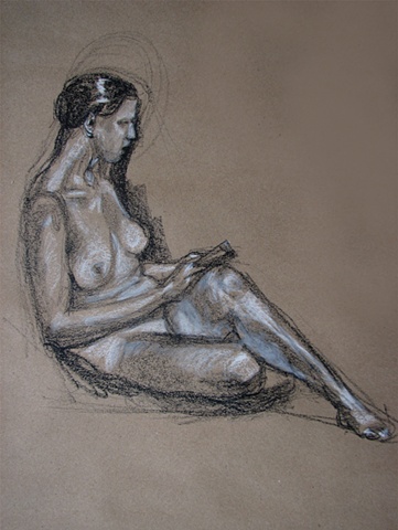 drawing of Seated Female Nude by Chris Mona