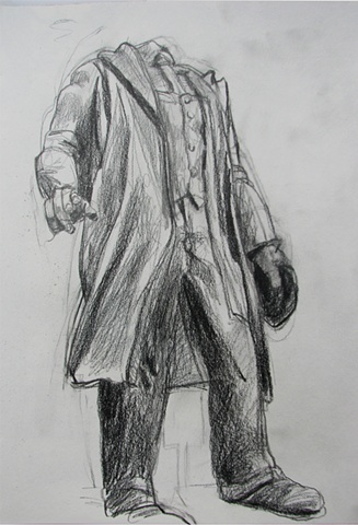 drawing of statue of Vladimir Lenin by Chris Mona