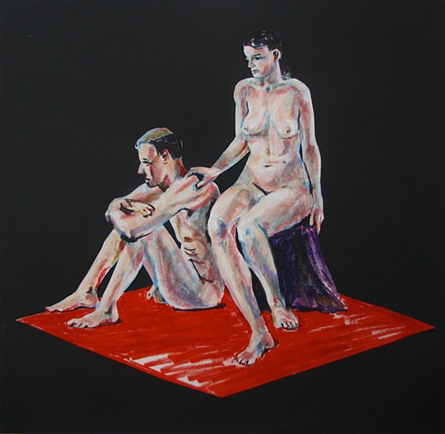 drawing of nude couple by Chris Mona