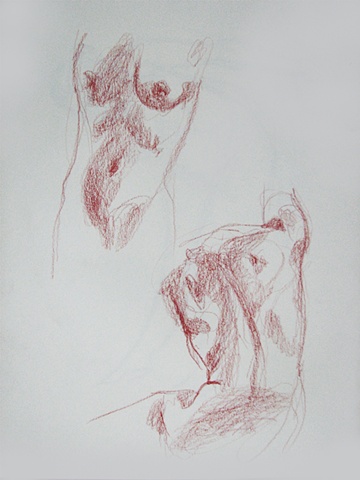 drawing of female torso and back by Chris Mona