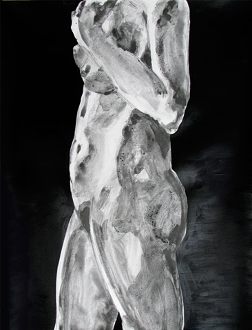 drawing of nude female torso by Chris Mona