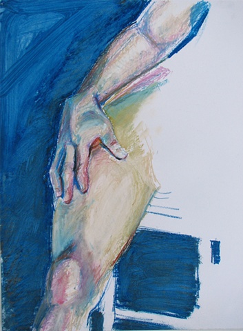 drawing of male arm and leg by Chris Mona