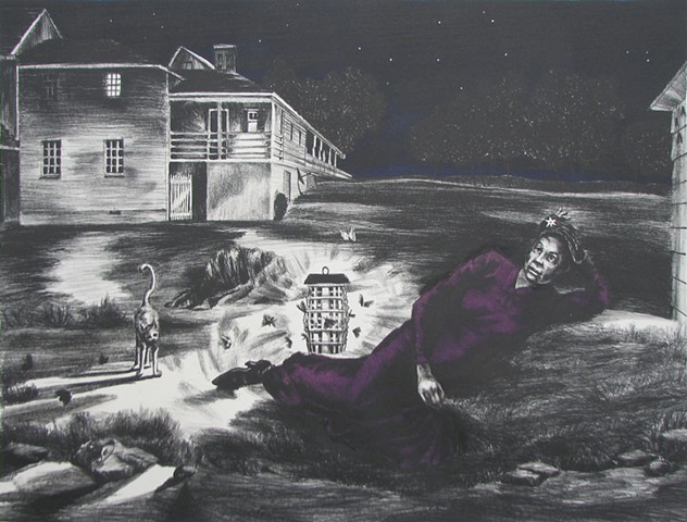 lithograph by Chris Mona of Josephine Williams at Clermont, VA