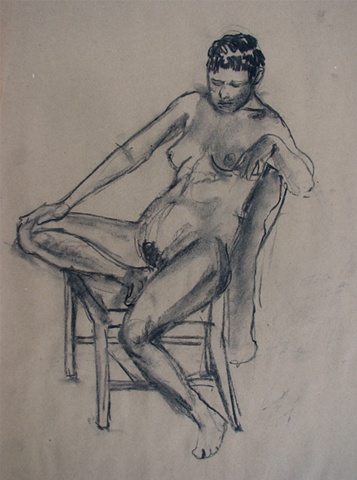 drawing of Seated Female Nude by Chris Mona