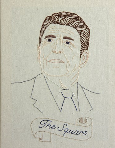embroidery fiber art US Presidents american history Ronald Reagan