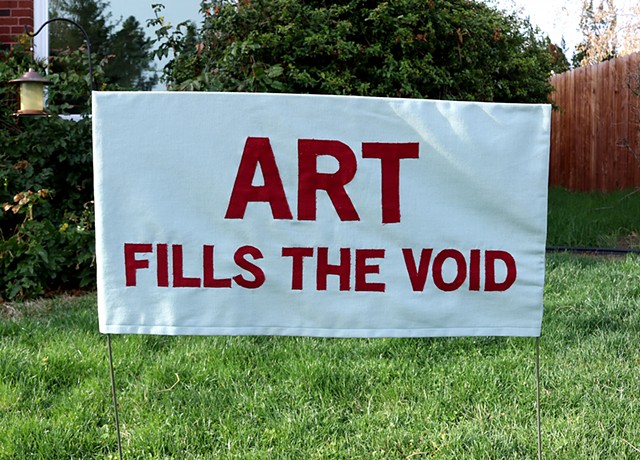 fiber art activist art craftivism pandemic lawn sign 
