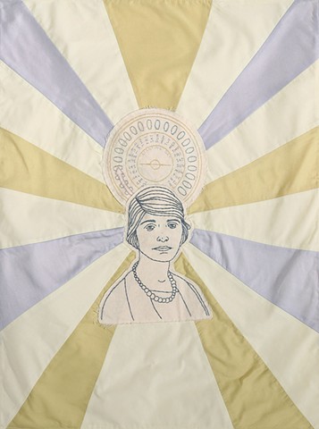 Margaret Sanger portrait Planned Parenthood embroidery fiber art feminist american history women's rights