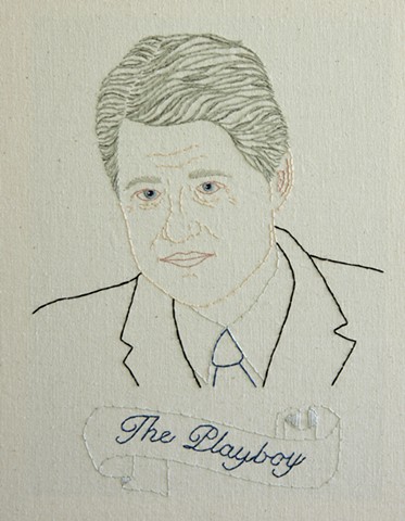 William J. Clinton embroidery fiber art US Presidents american history