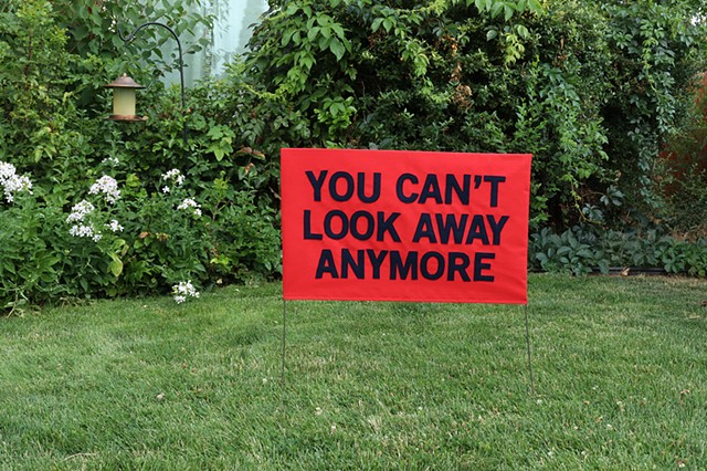 fiber art activist art craftivism pandemic lawn sign quarantine art black lives matter