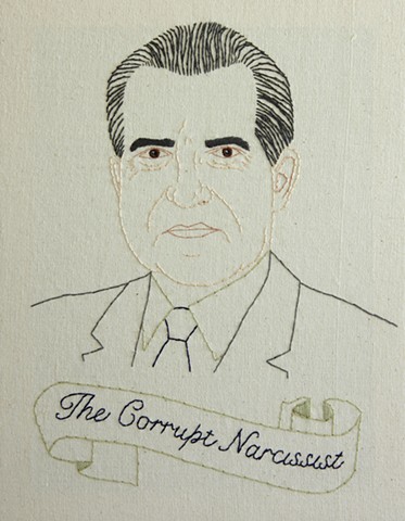 Richard M. Nixon embroidery fiber art US Presidents american history