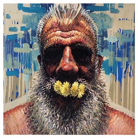 portrait beard man bear flower