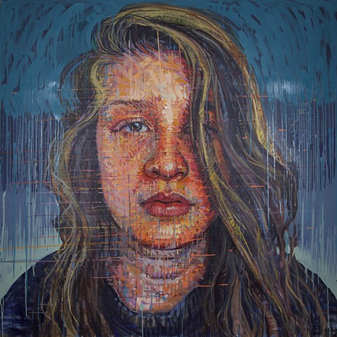 portrait, face, head, girl, painting