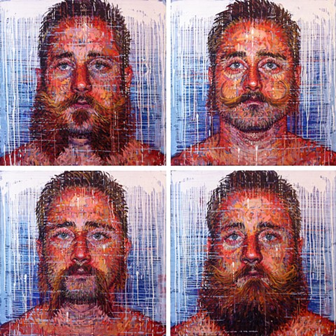 Portrait of a man with four different beard styles