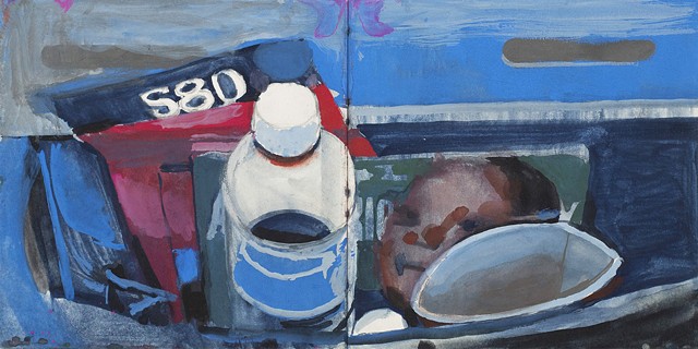 CURATORIAL

COLLAPSE

Gabbe Grodin

Seatback Still Life
Watercolor, gouache and acrylic on paper
8 x 28 in.