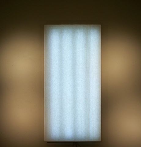 Fluorescent and tungsten lights through blank canvas.